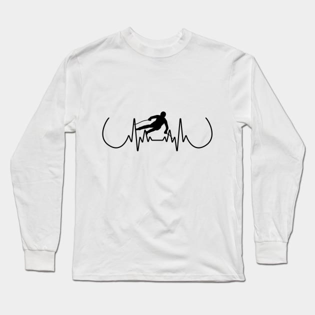 Skiing Heartbeat Long Sleeve T-Shirt by Tilila